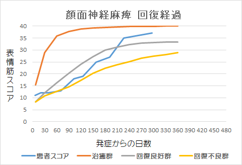顔面神経麻痺回復経過グラフmt1