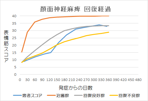 顔面神経麻痺回復経過グラフmh