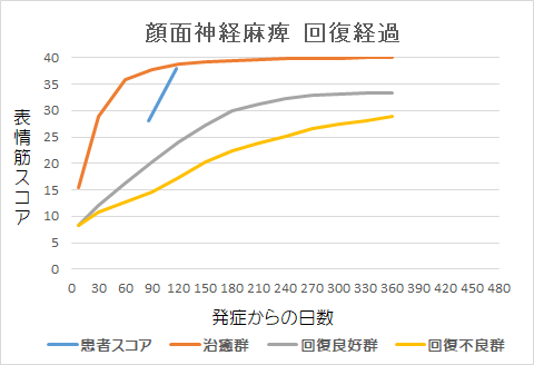 顔面神経麻痺回復経過グラフty